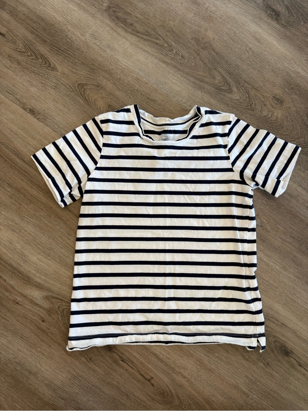 Organic Cotton White and Navy Stripe Tee